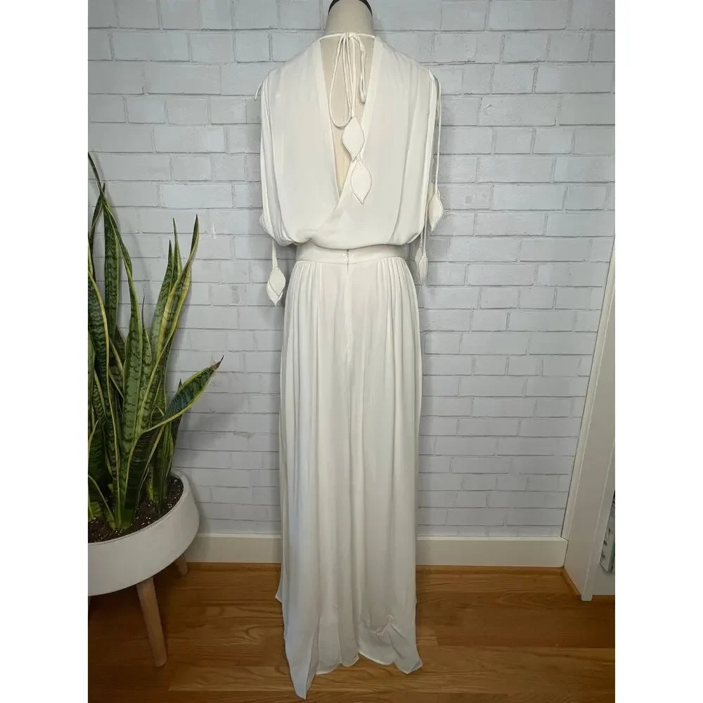 Tory Burch $498 Ivory Draped Grecian Gown Maxi Dress Wedding White Bridal 2 - Picture 7 of 12